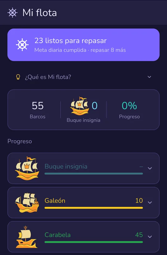 Mi flota: barcos por nivel