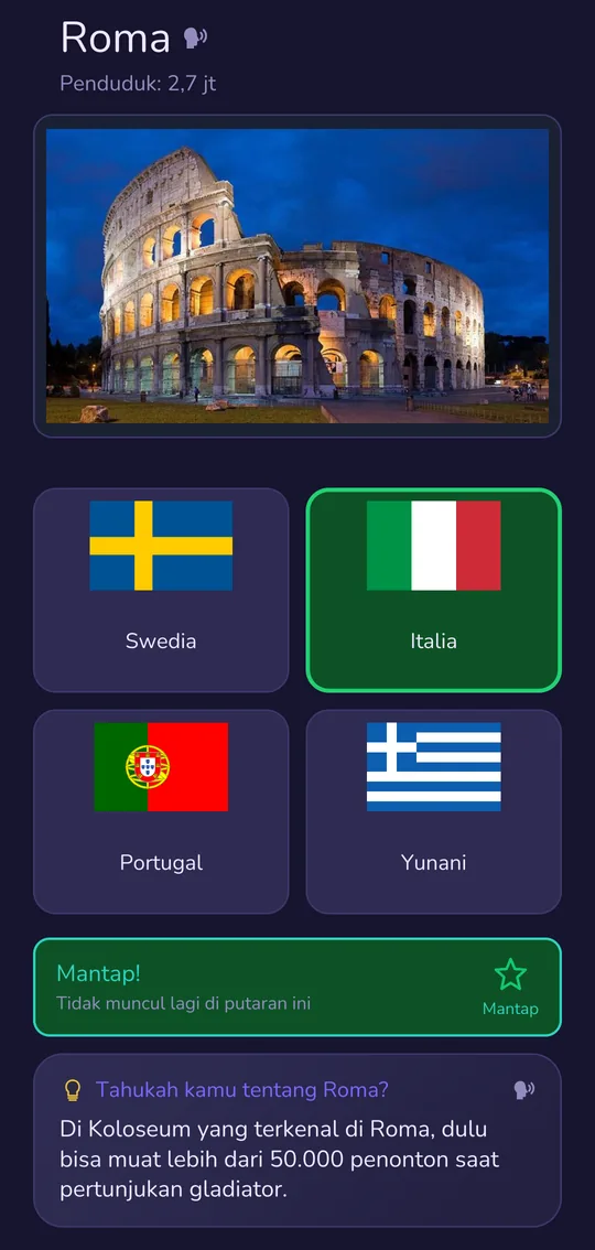 Pertanyaan belajar: Roma dengan foto kota, bendera Italia yang benar, Fun Fact tentang kota